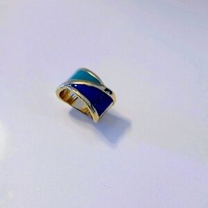 Elegant Turquoise Green and Blue Women's Silver Ring NWT